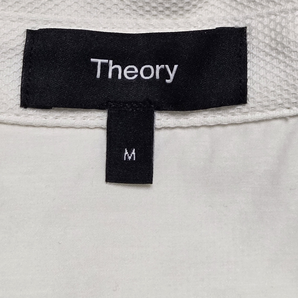 Theory Sleeveless Polo Top Piqué Cotton Polo Shell Shirt White Medium - Picture 7 of 8